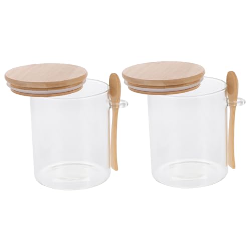 Alipis 2 Piezas tarro de almacenamiento de vidrio botes de cafe te contenedores de almacenamiento tarro de almacenamiento de grano soporte de comida de cocina