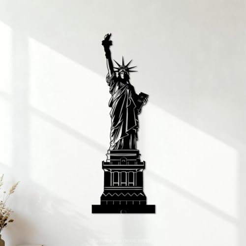 silhouette de la statue de la liberté statue de la liberté Stickers muraux en PVC 30x85cm N'abîme pas le mur Noir