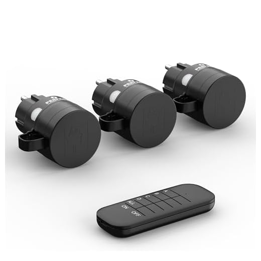Perfect Funksteckdosen mit Fernbedienung Aussen, 3 x Steckdose mit Funkfernbedienung, 2300 Watt, 230V Outdoor Set, 30m Reichweite, IP44, Stromsparen, Schwarz