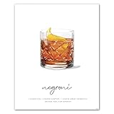 Negroni Cocktail Wall Art - Póster de bar MIX & MATCH - Póster de alcohol ilustrado de 8 x 10 pulgadas sin marco con recetas de cóctel