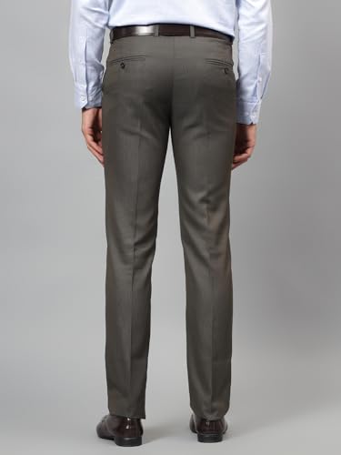 Image of Cantabil Men Self Design Non Pleated Regular Fit Mid Rise Formal Trousers for Men | Formal Pants for Men | Formal Wear Regular Fit Trousers for Men (P MTRF00191A)
