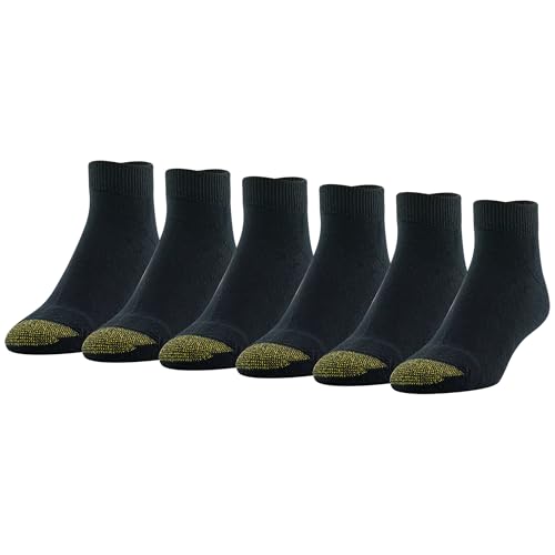 GOLDTOE Men's Cotton Low Cut Sport Liner Socks, 6-Pairs, Black, Large
