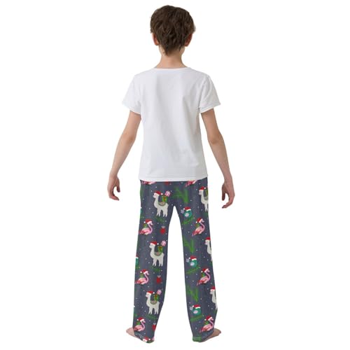 Christmas Llama Bird Boys Long Pants Soft Trousers Elastic Waist Kids Lounge Bottoms with Pockets S-XL3