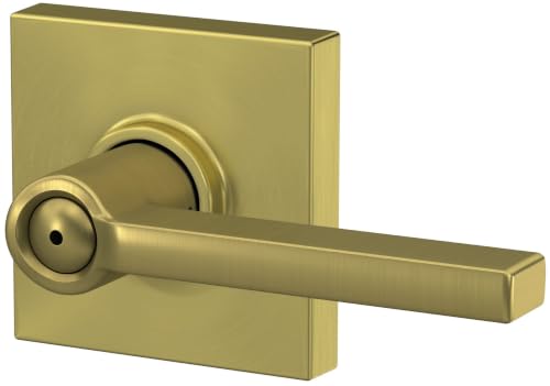 Image of SCHLAGE Latitude Bed /Bath Privacy Door Handle with Lock, Bright Chrome | Interior bedroom or bathroom door lever with push button lock, Reversible, Easy install, Certified durability, Universal fit