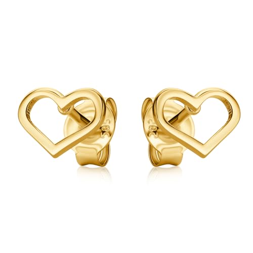 14 Karat 585 Gelbgold Ohrstecker Kleine Liebe Herz Zarte Ohrringe für Damen & Kinder