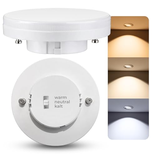 SSC-LUXon LumiFLEX GX53 Leuchtmittel LED mit drei einstellbaren Lichtfarben per Schieberegler- LED Spot Lampe Ersatz zum Austauschen 230V