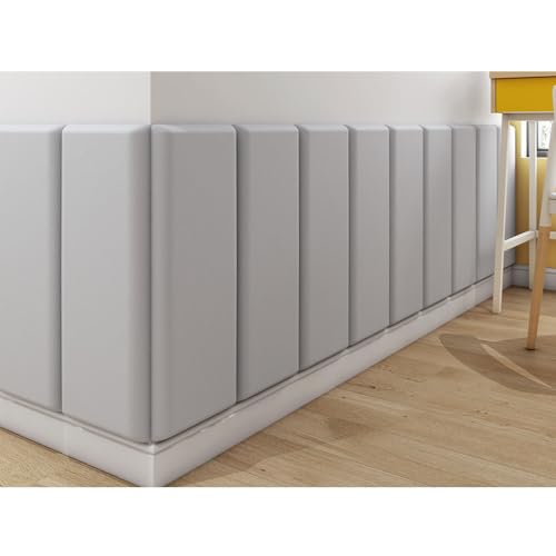 Paneles de Pared tapizados autoadhesivos, Acolchado anticolisión para cabecero de Cama, Ideal para Sala de Juegos y Dormitorio (Gris Oscuro, 70 x 23 cm, 4 Unidades)