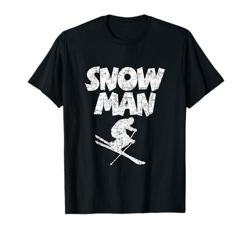 Snow-Man (Bianco Antico) Sciatore Sport Invernali Maglietta