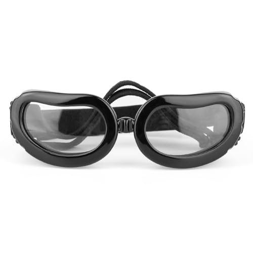 Occhiali Sole per Cani,Occhiali Protezione UV per Cucciolo con Cinturino Regolabile Design di Apertura per la Ventilazione per Cane di Piccole (Lenti Trasparenti)