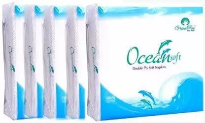 Green Tree Ocean Soft Double Ply Tissue Paper Napkins (33 * 33 Size, 2 Ply, 50 Pieces Per Pack) (Pack of 5)