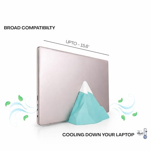 Image of Yellow Lab | Vertical Laptop Stand | Mountain Dock | Compatible with All laptops | Space-Saving Design | Compatible with MacBook, Samsung, Dell | White and Blue | (Teal Blue | Aqua | White Snow)
