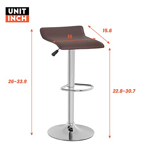 BestOffice Set of 2 Adjustable Bar Stools, Barstools with Modern PU Leather Swivel Barstools for Kitchen Counter Height Chair (Brown) by BestOffice - Image 8