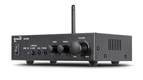 Dynavox Mini-Verstärker CS-PA8, Stereo Digital-Verstärker, schraubbare Anschluss-Terminals, integrierte BT-Antenne und Kopfhörer-Anschluss, schwarz