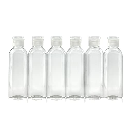 DRAGON SLAY 100ml Reusable Travel Bottles for Toiletries Set, Mini Size Compact Containers for Shampoo and Conditioner, Flexible Plastic, Clear/Transparent, Flip Cap, 6 Pack