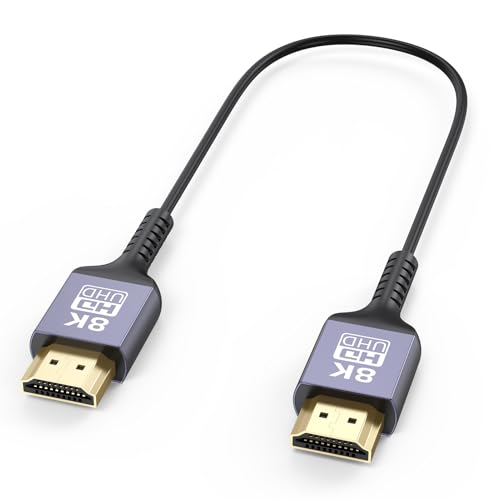Image of Thin HDMI Cable 1FT 8K, Short HDMI Cable 1 Foot 48Gbps High Speed Flexible Ultra Slim HDMI Cord (Only 3.3MM) 8K@60Hz, 4K@60Hz, HDR10+, HDCP 2.3 for HDMI Switch /Camera /Roku TV /Monitor /Laptop