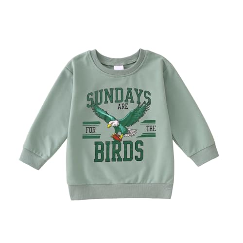 GLIGLITTR Sundays for the Birds Football Sweatshirt Toddler Baby Boy Football Games Day Sports Fan Pullover Long Sleeve Shirt (Green, 3-4T)