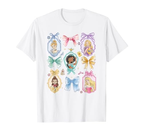Disney Princess and Bows Watercolor Portraits Collage T-Shirt