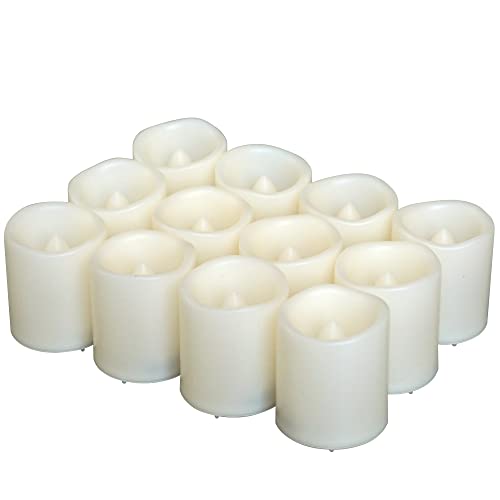 12 Pack Flameless Votive Candles With Long Lasting Battery Operated Led Tea Lights Flickering Electric Fake Tealights Set Warm White For Wedding Valentine's Day Halloween Christmas Table Decor #TOP6