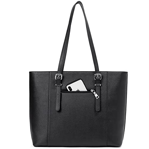 Image of BROMEN Women Briefcase 15.6 inch Laptop Tote Bag Vintage Leather Handbags Shoulder Work Purses