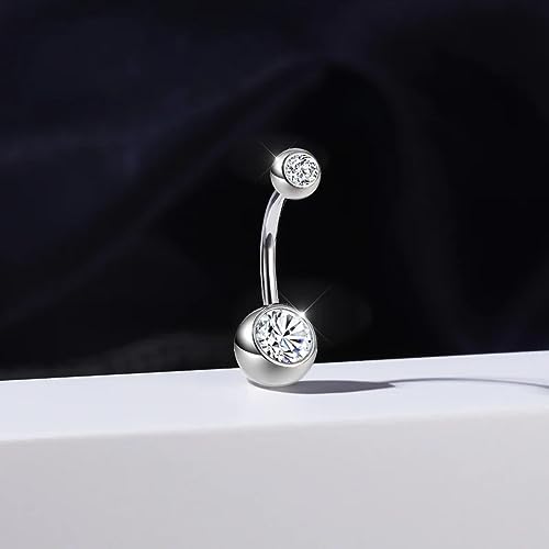 Via Mazzini Stainless Steel Crystal Belly Button Navel Ring For Women and Girls (BB0021) 1 Pc