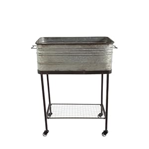 Creative Co-Op Metal Bucket/Planter on Stand with Casters Creative Co Op Metal BucketPlanter on Stand with Casters