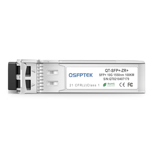 Image of QSFPTEK 10GBASE-ZR 100KM SFP Module, SFP+ 10GBASE-ZR 1550nm 100km LC SMF DOM Optical Networking Transceivers, MINI GBIC Compatible SFP-10G-ZR100, and Other Open Switch, 10pcs