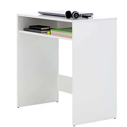 Comfort Bureau pour jeunes - Bureau pour studio, grande surface 1 niche pour rangement, fabriqué en bois avec finition en mélamine. Table d'étude fonctionnelle - ONETA blanche Cover