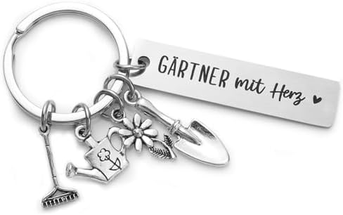 Garden Gift Gardener with Heart Keyring Lucky Charm for Garden Lo...