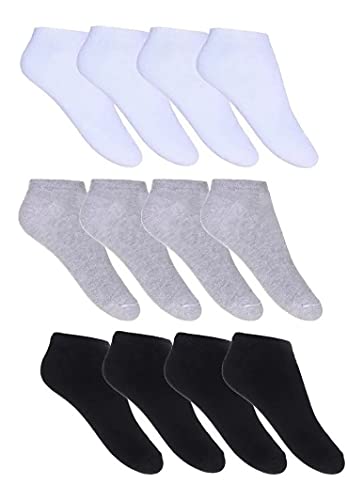 Pacote 12 Pares Meias Soquete Cano Curto 36 Ao 41Masculino Feminino - Sport- Branco, Preto, Azul e C