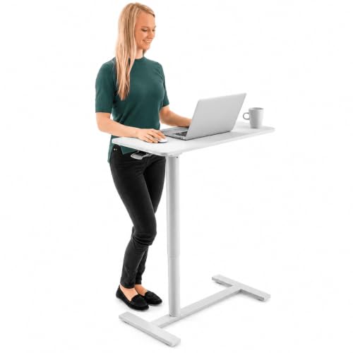 Tatkraft Relax Airlift Pneumatischer Sitz-Steh Laptoptisch mit Rädern, Höhenverstellbar 74-115 cm Mühelose Gaslift-Regelung, große Tischplatte Geeignet bis 19” Laptops mit...