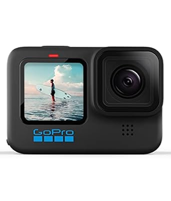 GoPro HERO10 Black - Caméra d\'action étanche avec écrans LCD avant et arrière tactiles, vidéo Ultra HD 5.3K60, photos 23MP, diffusion en direct 1080p, webcam, stabilisation