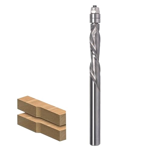 AKYLIN Spiral Bündigfräser 6mm Schaft，Up&Down Kompressions Cut Spiralfräser für Oberfräse，6mm Schnittdurchmesser，28.6mm Schnittlänge Spiralgenutet doppeltem Kugellager Holzfräser