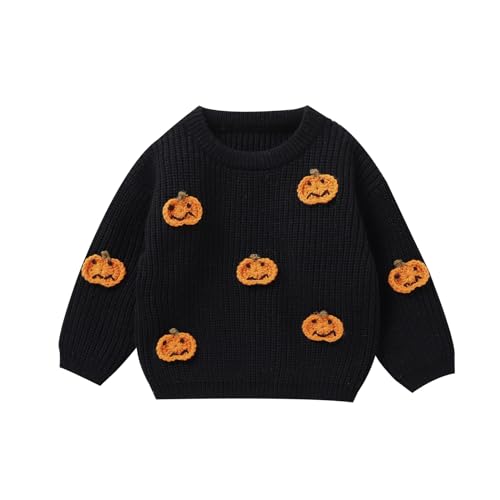Image of Infant Toddler Baby Girl Knit Sweater Long Sleeve Floral Embroidery Pullover Sweatshirt Warm Fall Winter Clothes