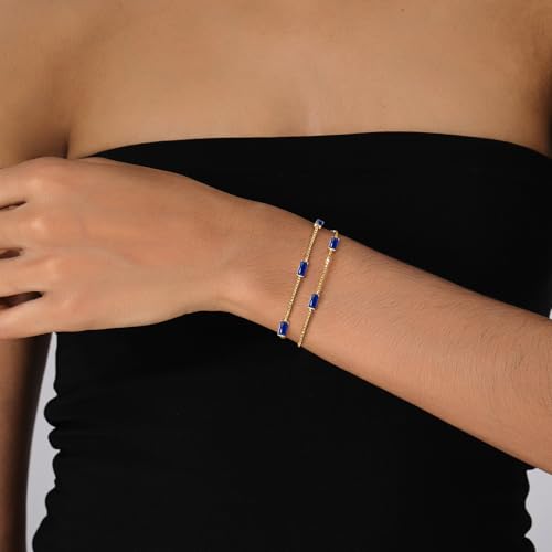 Gold Birthstone Bracelet for Women Trendy 14K Gold Dainty Bracelet for Friend Friendship Birthday Mother Gifts for Her Jewelry4