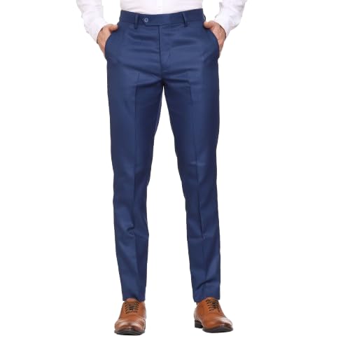 maleno Men's Diamond Dobby Textured Slim Fit Trouser | Trousers for Men | Men Formal Pant-picture-25