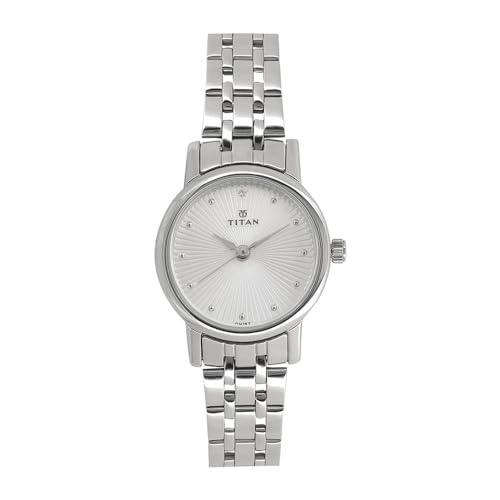 Titan Quartz Analog Silver Dial Silver Stainless Steel Strap Watch for Women - NT2593SM01