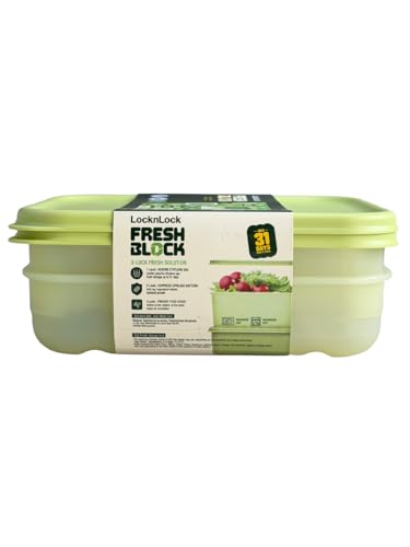Image of LocknLock Fresh Block SmartKeep Fresh Food Storage Container 760ml Set of 2 | Produce Saver Box for Fruits & Vegetables | BPA Free Freshness Keeper with Zeolite Technology