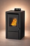 NEMAXX® PC5 Pelletofen 5,3 kW A+ bis 120 m³ – Chrono & ECO-Modus, WiFi Ready (App optional), Display & Fernbedienung, Unterdruck-Verbrennung, Überhitzungsschutz & Autoabschaltung – Schwarz