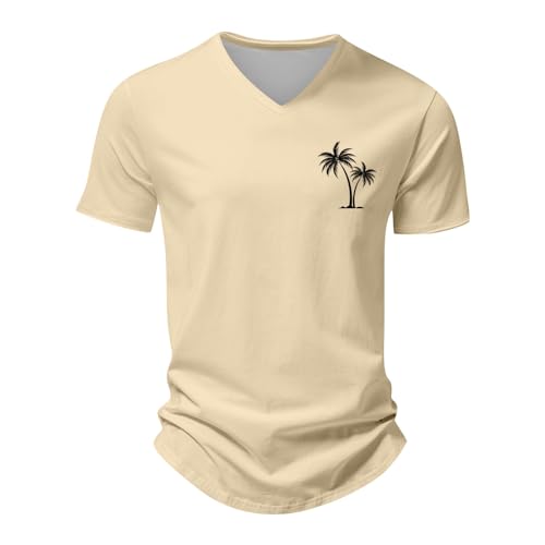 Ymosrh Men's Summer Beach Tee Shirts Short Sleeve Palm Tree T-Shirts Casual V Neck Tee Top Undershirts, S-3XL2