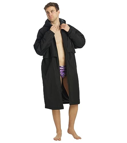 Image of Sporti Unisex Swim Parka with Comfort Plush Fleece Lining, Multi Pocket Zipper - Water Resistant Swim Coats for Women & Men