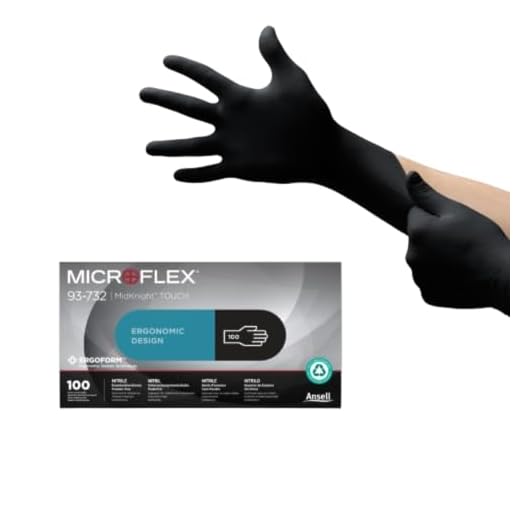 Ansell Microflex 93-732 Guantes Nitrilo Sin Polvo, Guantes Desechables Resistentes, Latex Free, Guantes Alimentarios Multiusos, Talla M, Negros (100 Unidades)