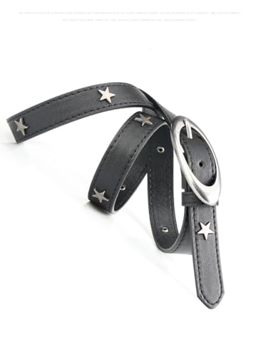 Pooyikoi Women's Leather Belt Black Belt Women Fashion Soft Faux Leather for Jeans Pants Star Belts Y2k Accessories4