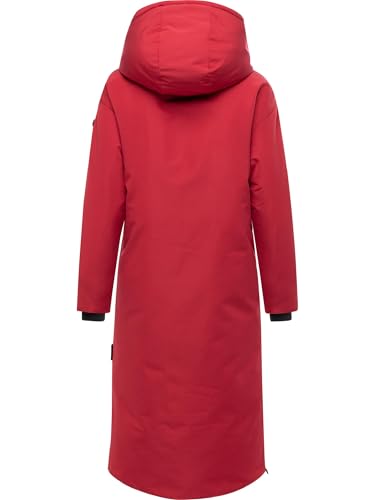 Navahoo Damen Mantel mit magnetischer Abdeckleiste und Rucksackträgern warme Winterjacke Schneewächter 14 Dark Red Gr. XL