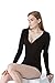 Moxeay V-Neck One Piece Bodysuit Long Sleeve Bodycon Rompers Medium Black