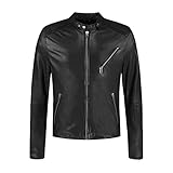 Leather Jacket Goosecraft Herren GC Belfast biker Leather Jacket, BLACK, XL