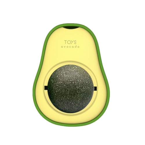 EUBUY Catnip Fruit Toys, Avocado Shaped Cat Teeth Cleaning Dental Chew Toys, Healthy Kitty Teeth Grinding & Rotatable Cat Snack Balls