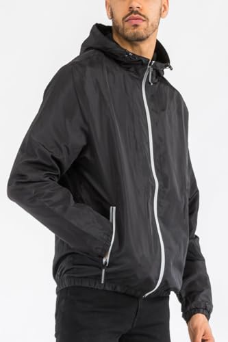 Image of WEIV GEAR Men's Full Zip Hooded Lightweight Windbreaker Anorak Jacket
