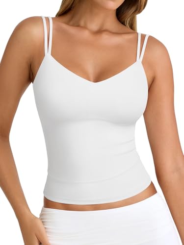PINKMSTYLE Women Sexy V Neck Tank Top Sleeveless Double Lined Slim Fit Summer Double Spaghetti Strap Cami Going Out Tops4