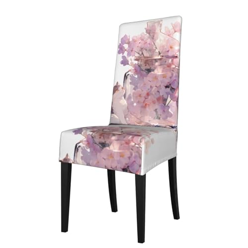YYHWHJDE Copertura protettiva per sedia da pranzo, motivo: gattino che guarda i fiori. Stampe, morbida, confortevole, necessaria, elastica per la maggior parte delle sedie senza braccioli
