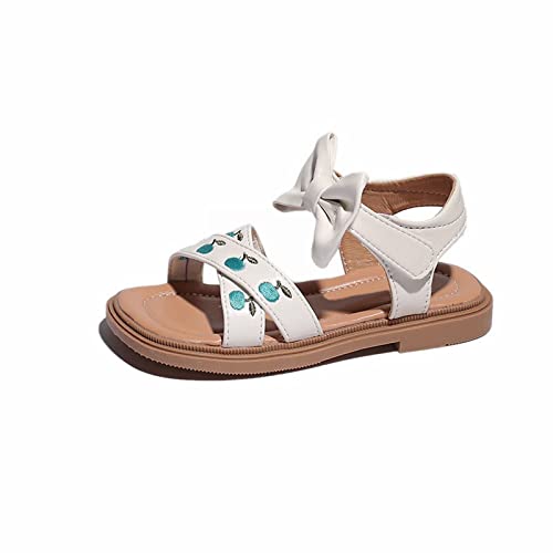 Toddler Kids Girl Open-toe Casual Sandal Low Heel Hook & Loop Embroidered Bow Soft Sole Party Dress Shoes2